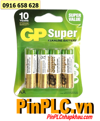 GP SUPER 15AUOQ-U4; Pin AA 1.5v Alkaline GP SUPER 15AUOQ-U4 chính hãng _Vỉ 4 viên